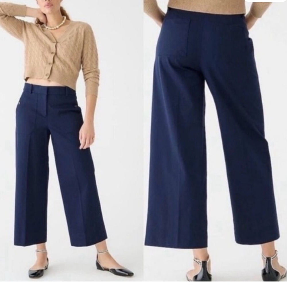 JCrew Sydney Pants. Womens Navy Wide-Leg Cropped Pants